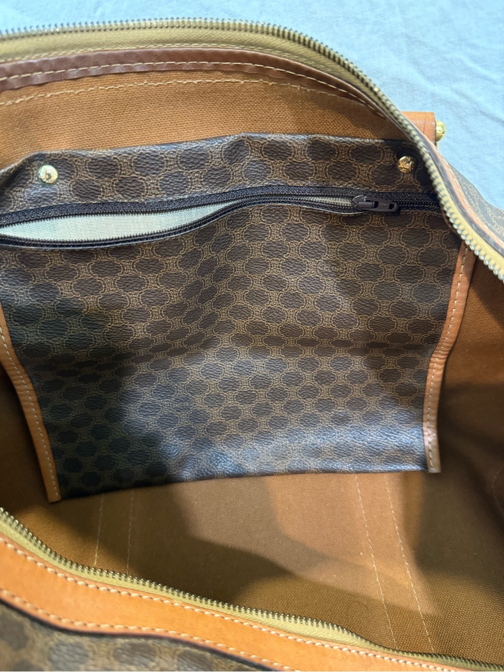 Vintage CELINE Macadam Boston Bag PVC Leather Weekender Travel Bag Ital - Picture 15 of 16